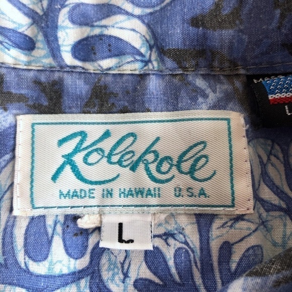 Kole Kole Vintage Blue Tropical Hawaiian Shirt L - Picture 4 of 5